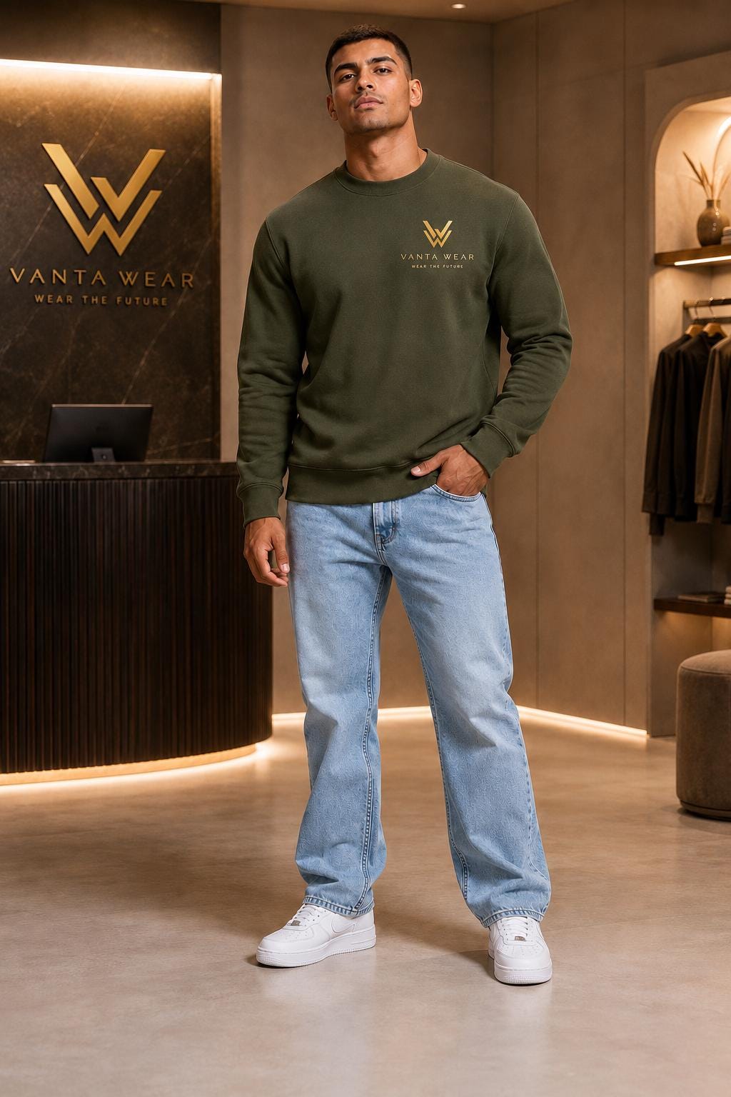 Vanta Wear Unisex Sweatshirt: Minimalist Streetwear, "Wear The Future" Logo