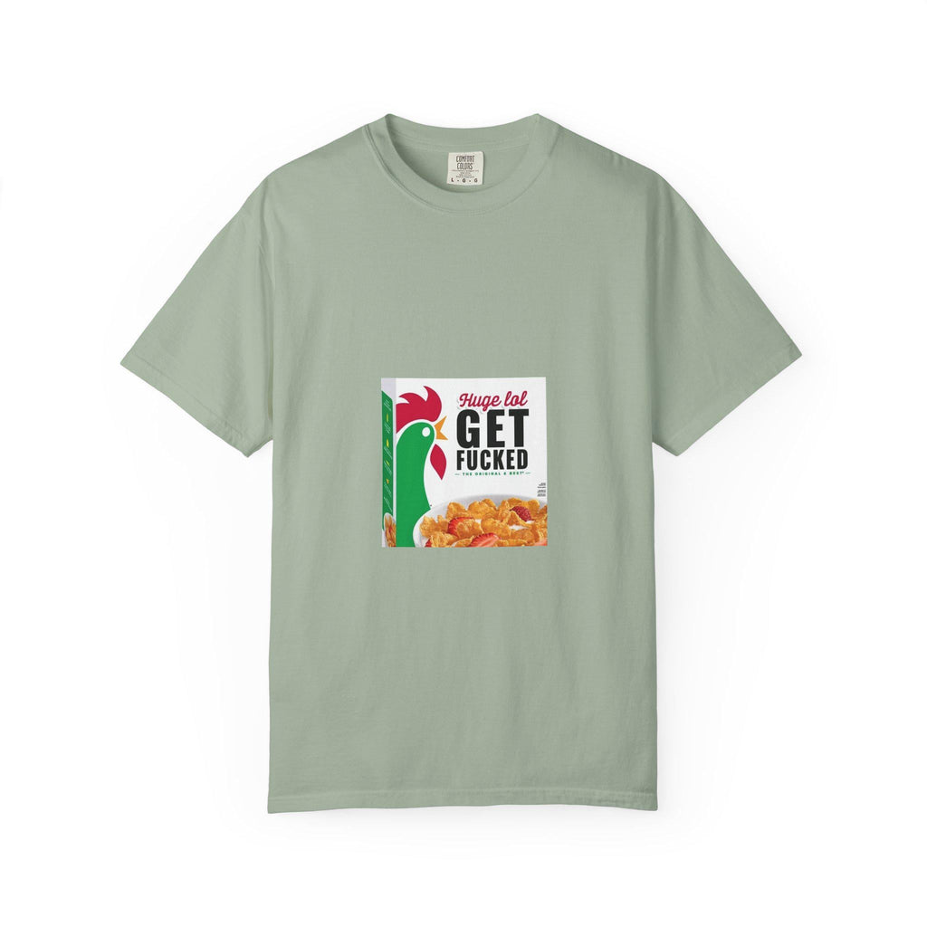 Get Fucked Cereal Box Graphic T-Shirt | Retro Breakfast Illustration