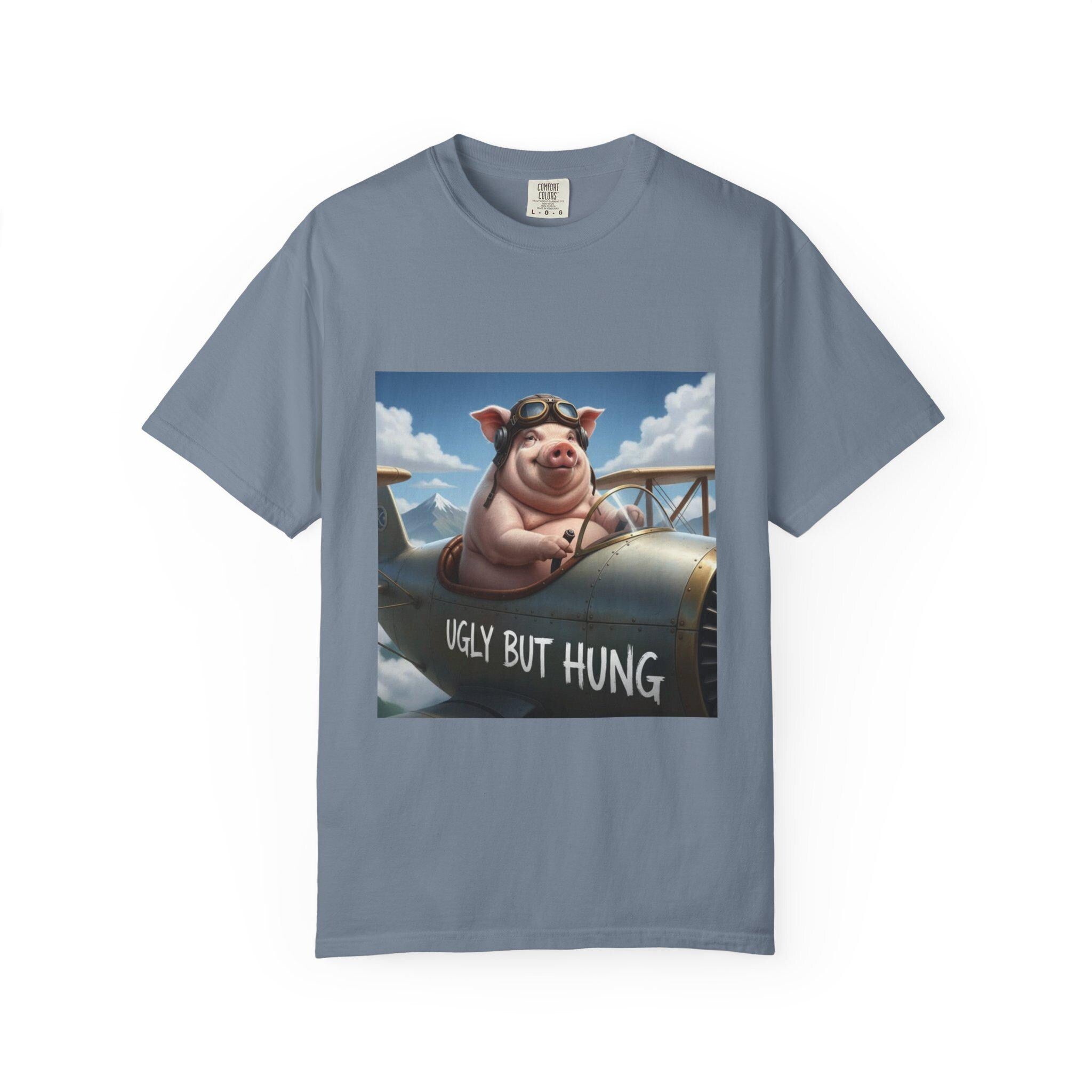 Pig Pilot illustration T-Shirt | 'Ugly But Hung' airplane design