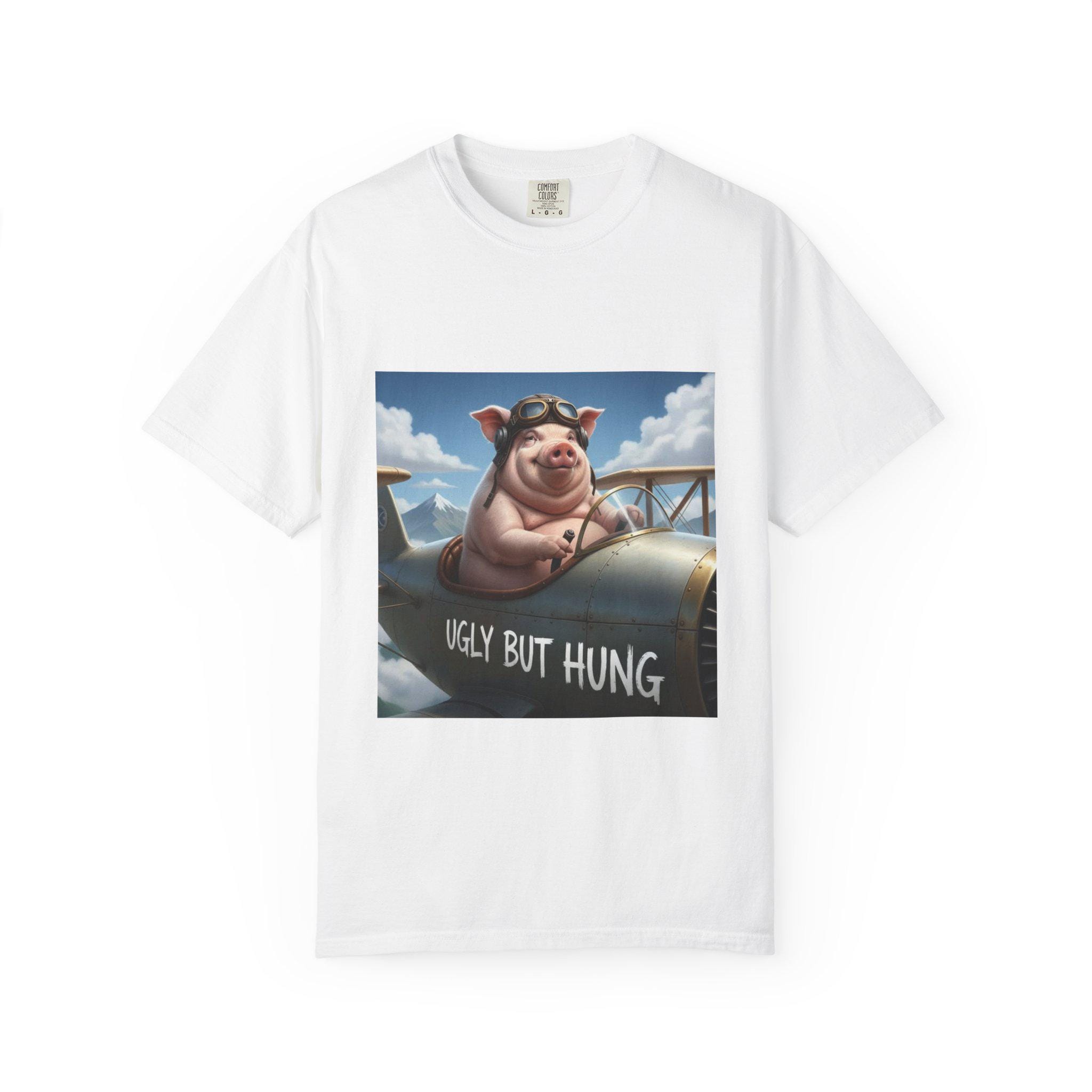 Pig Pilot illustration T-Shirt | 'Ugly But Hung' airplane design