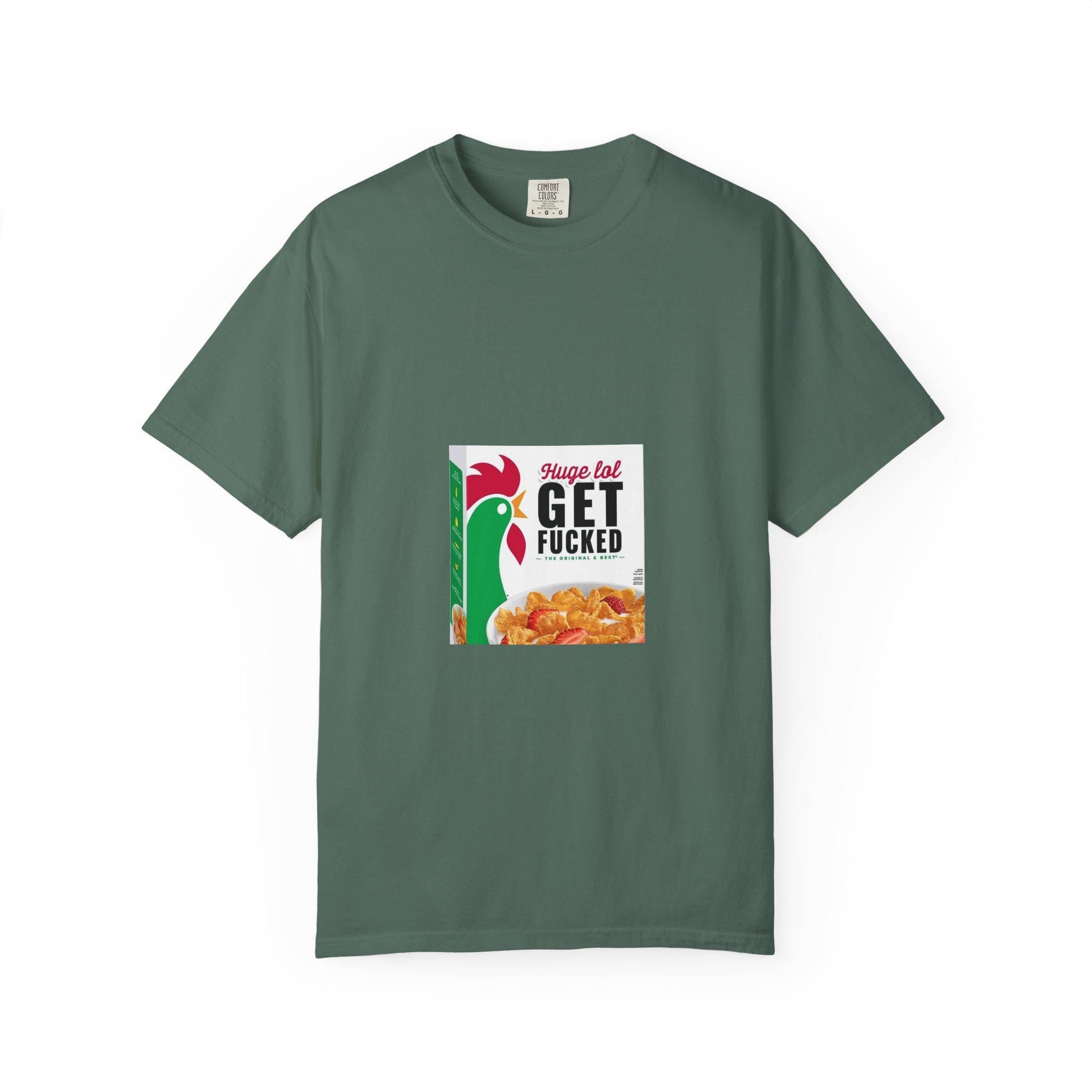 Get Fucked Cereal Box Graphic T-Shirt | Retro Breakfast Illustration