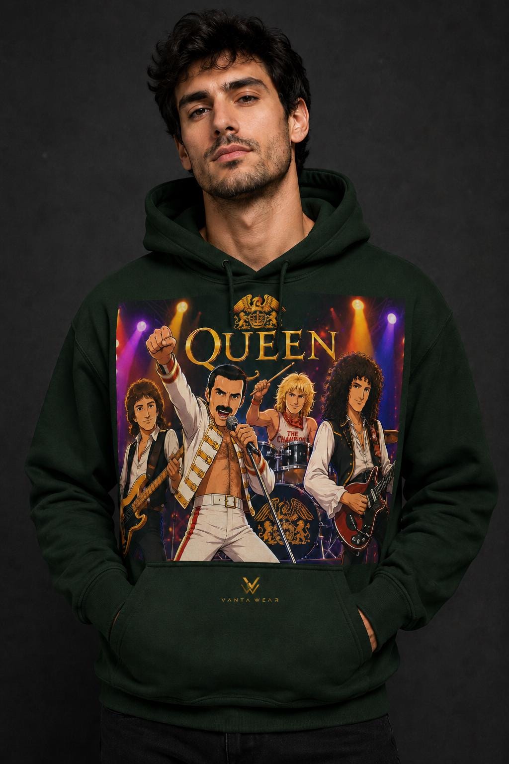Queen Band CGI Graphic Hoodie – Classic Rock Streetwear Concert Apparel