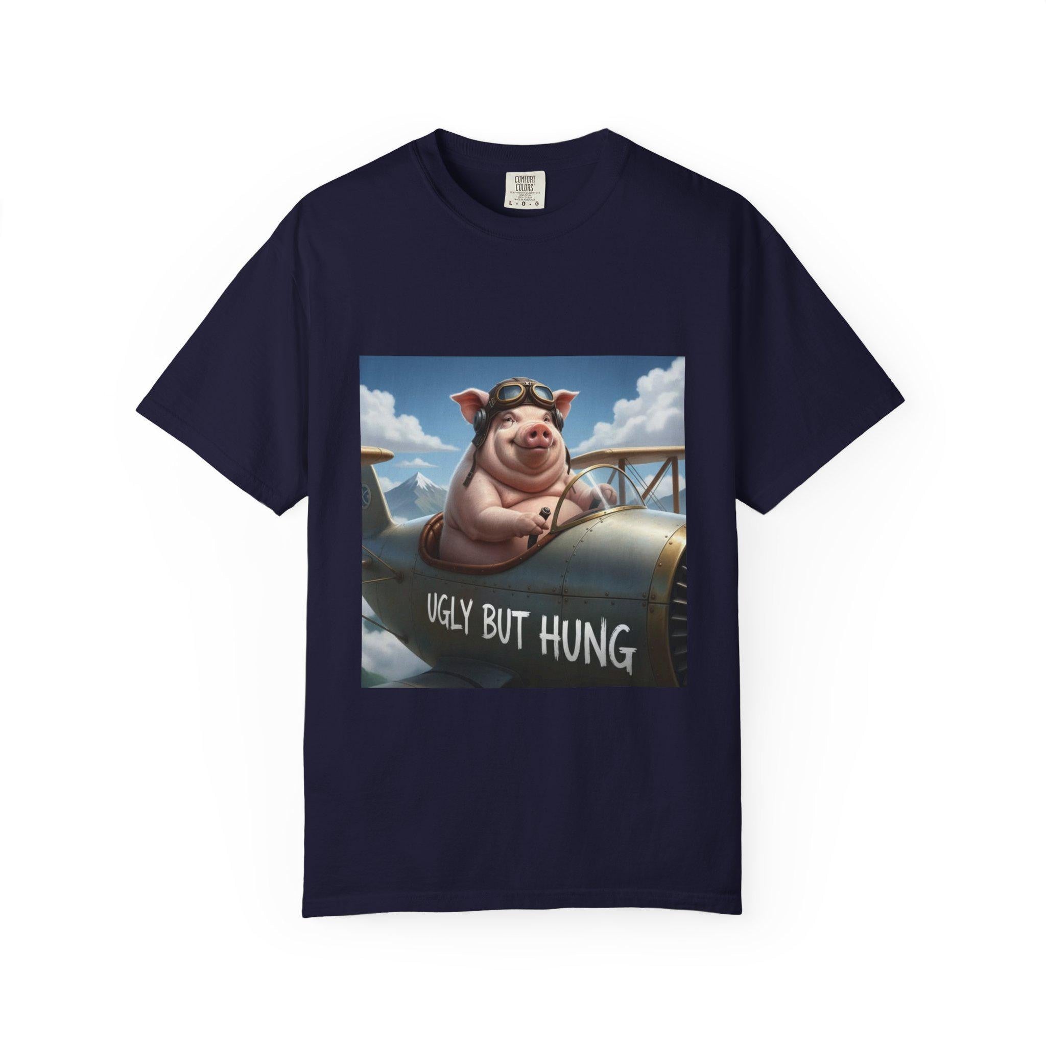 Pig Pilot illustration T-Shirt | 'Ugly But Hung' airplane design