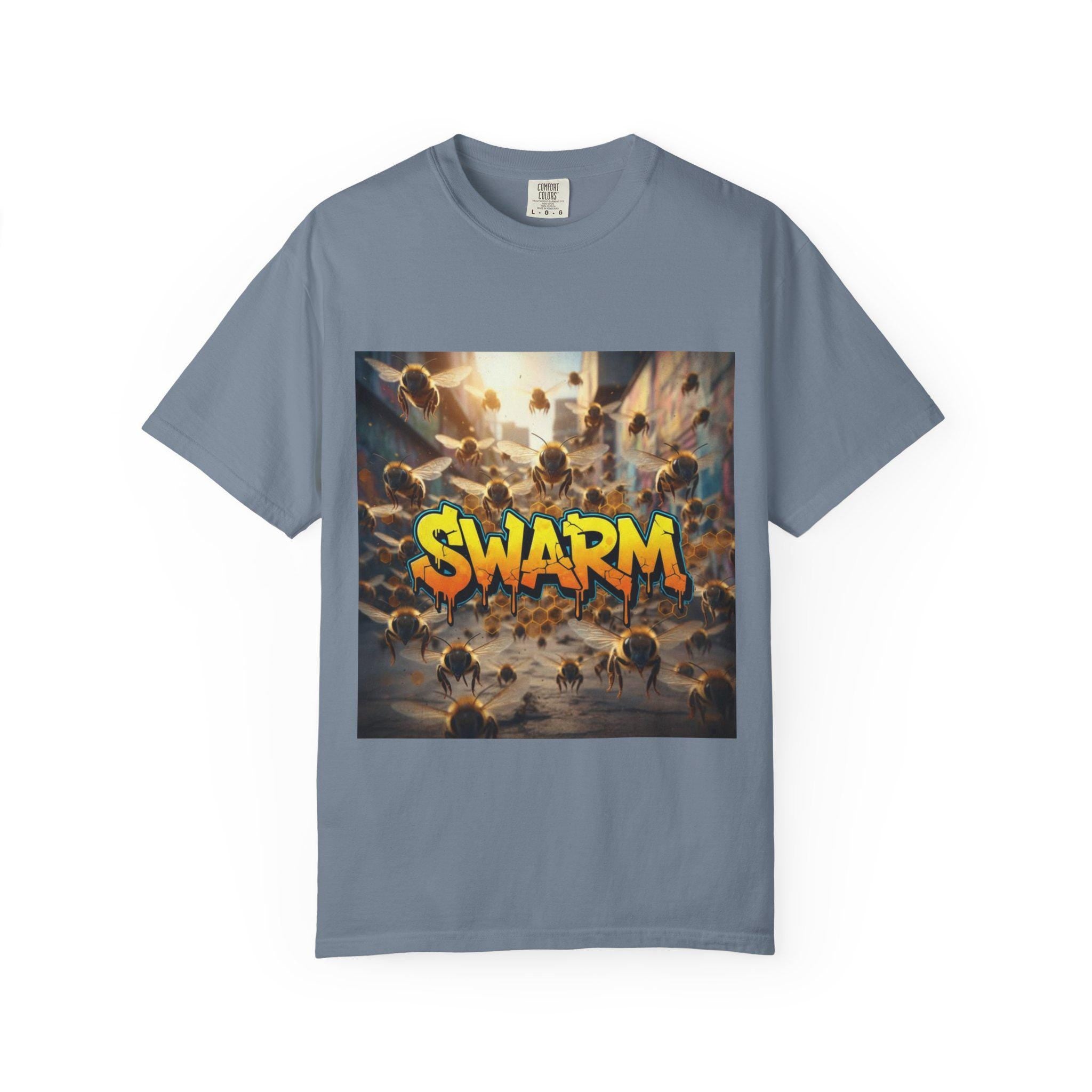 Swarm graphic T-shirt | swarm bees illustration, street art text