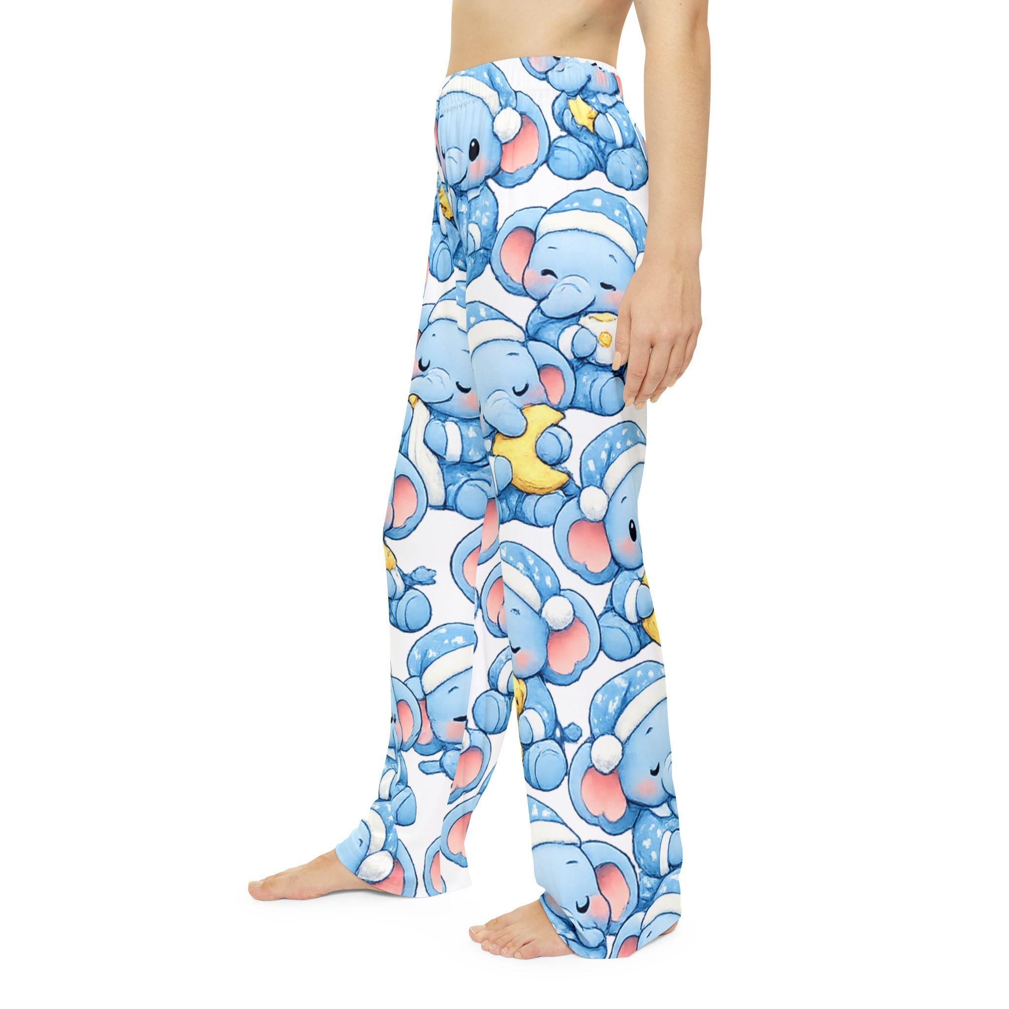 Blue Sleeping Elephant Pajama Pants | Dreamy Baby Elephants All-Over Print