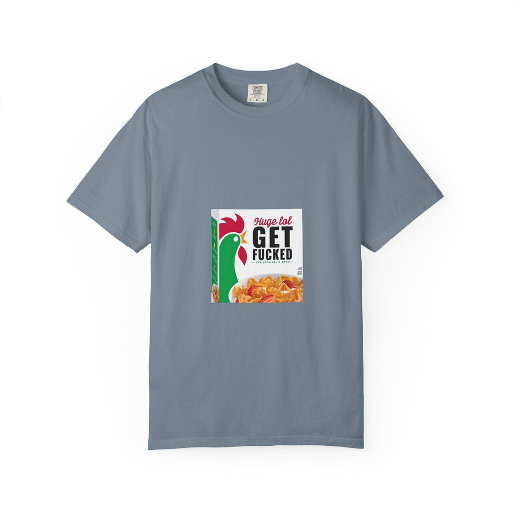 Get Fucked Cereal Box Graphic T-Shirt | Retro Breakfast Illustration