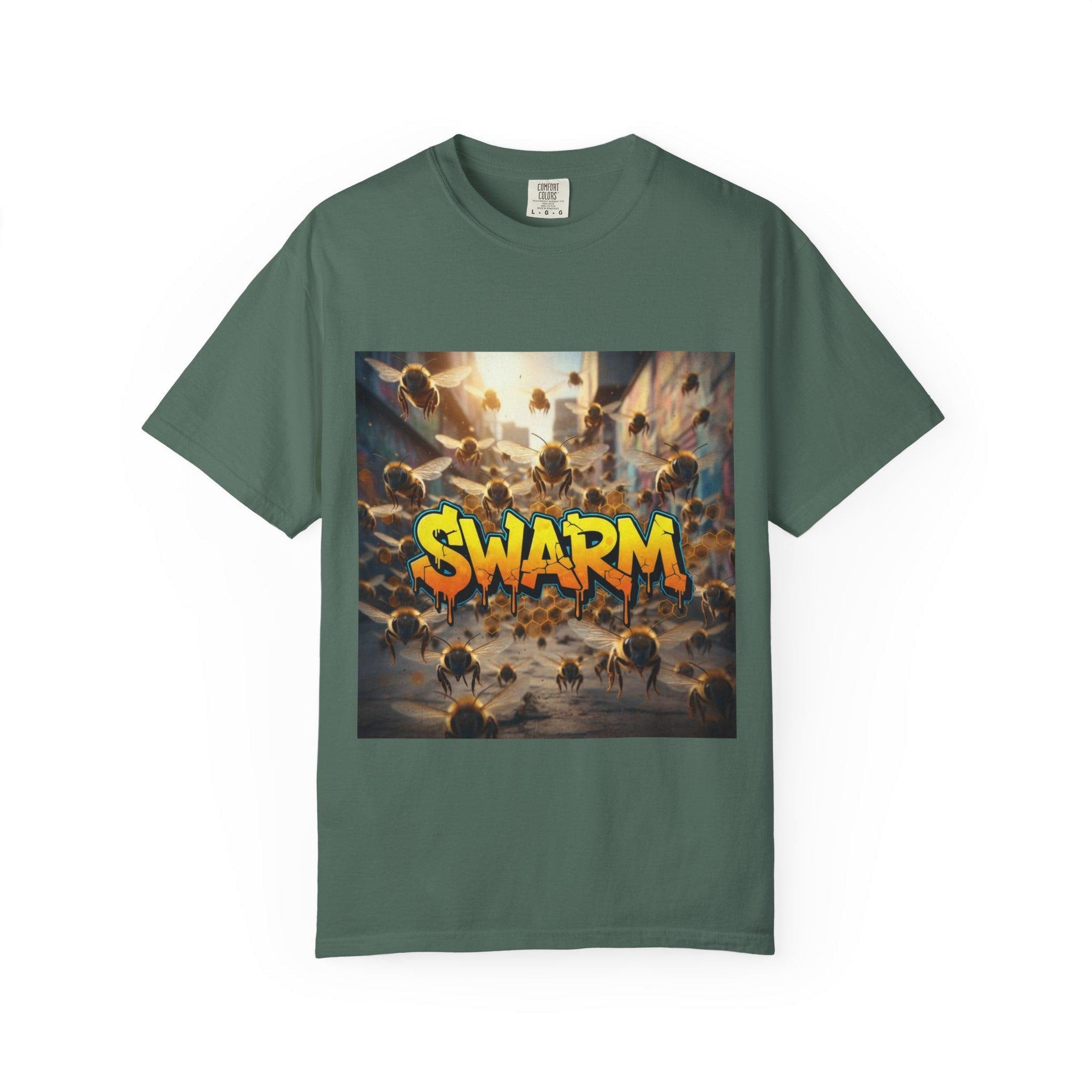 Swarm graphic T-shirt | swarm bees illustration, street art text