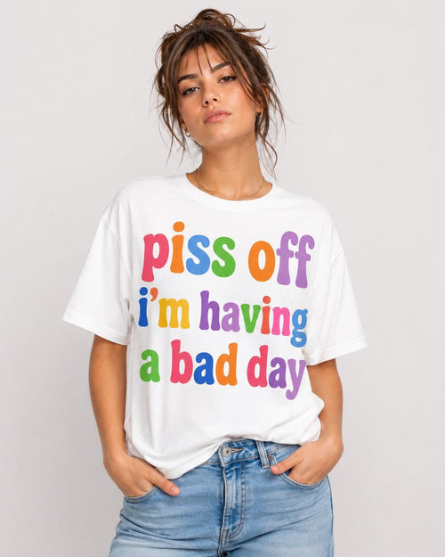 Black Oversized Statement Tee: Colorful Hand-Painted Slogan, Streetwear Attitude