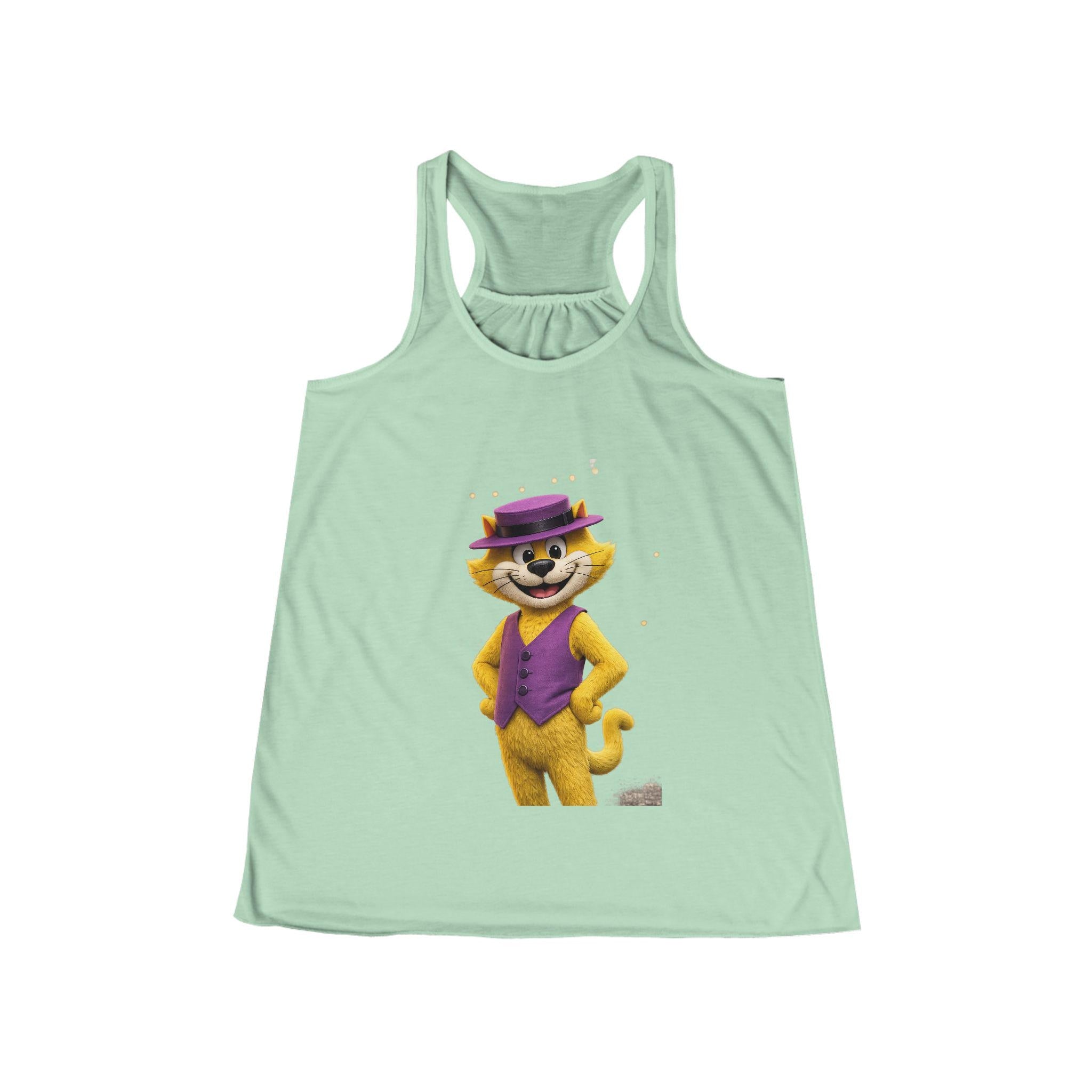 Smiling Yellow Cat in Purple Vest Tank