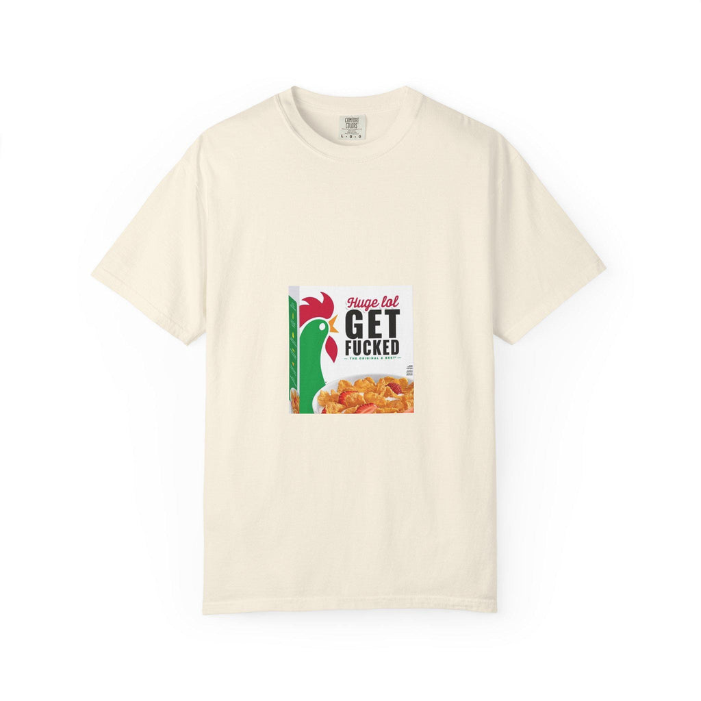 Get Fucked Cereal Box Graphic T-Shirt | Retro Breakfast Illustration