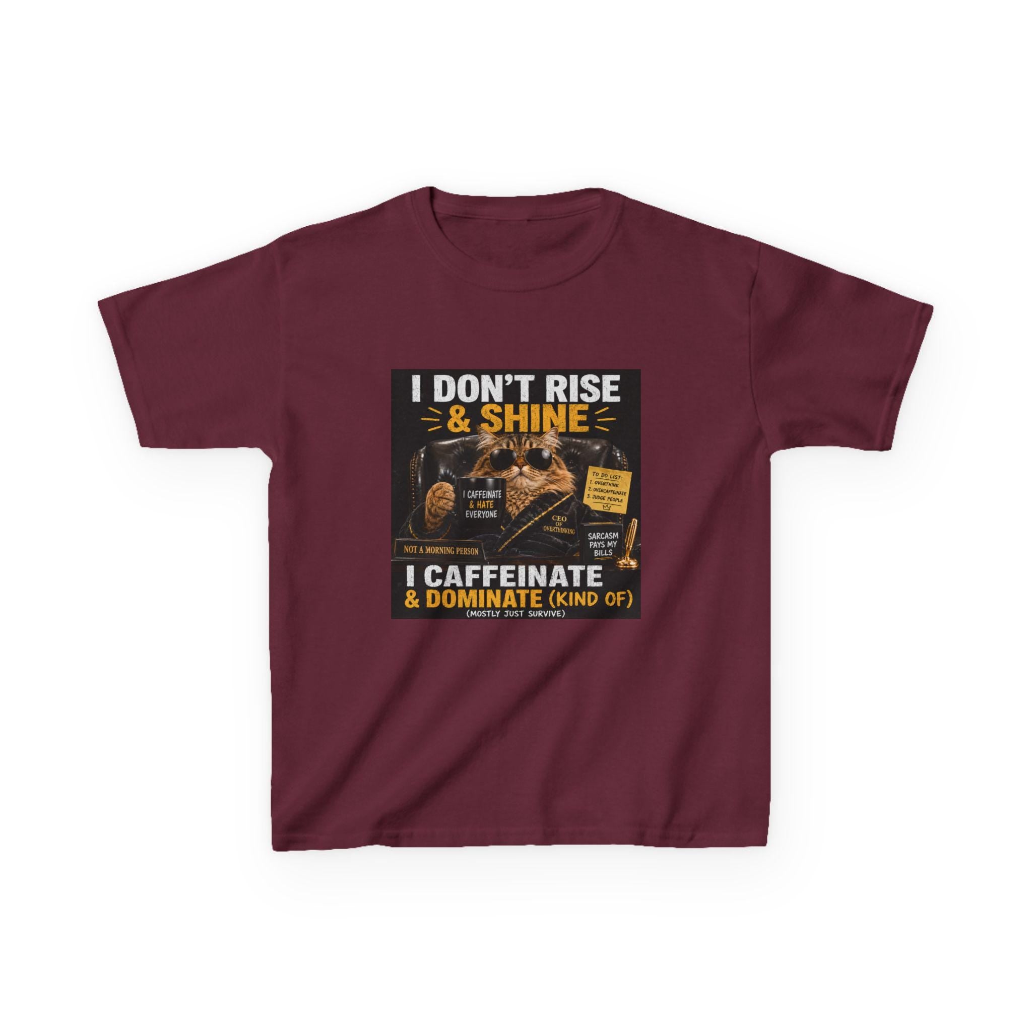I Don't Rise & Shine I Caffeinate Kids Tee | Coffee Kid Shirt