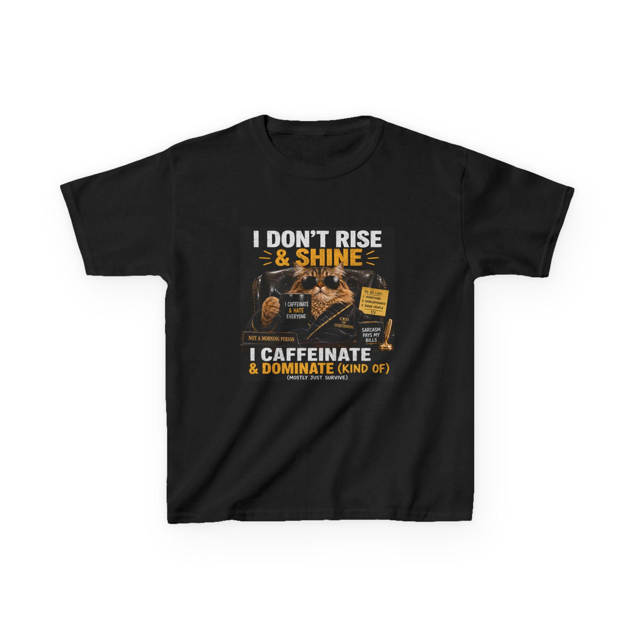 I Don't Rise & Shine I Caffeinate Kids Tee | Coffee Kid Shirt