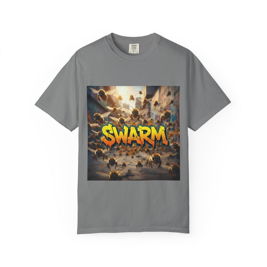 Swarm graphic T-shirt | swarm bees illustration, street art text