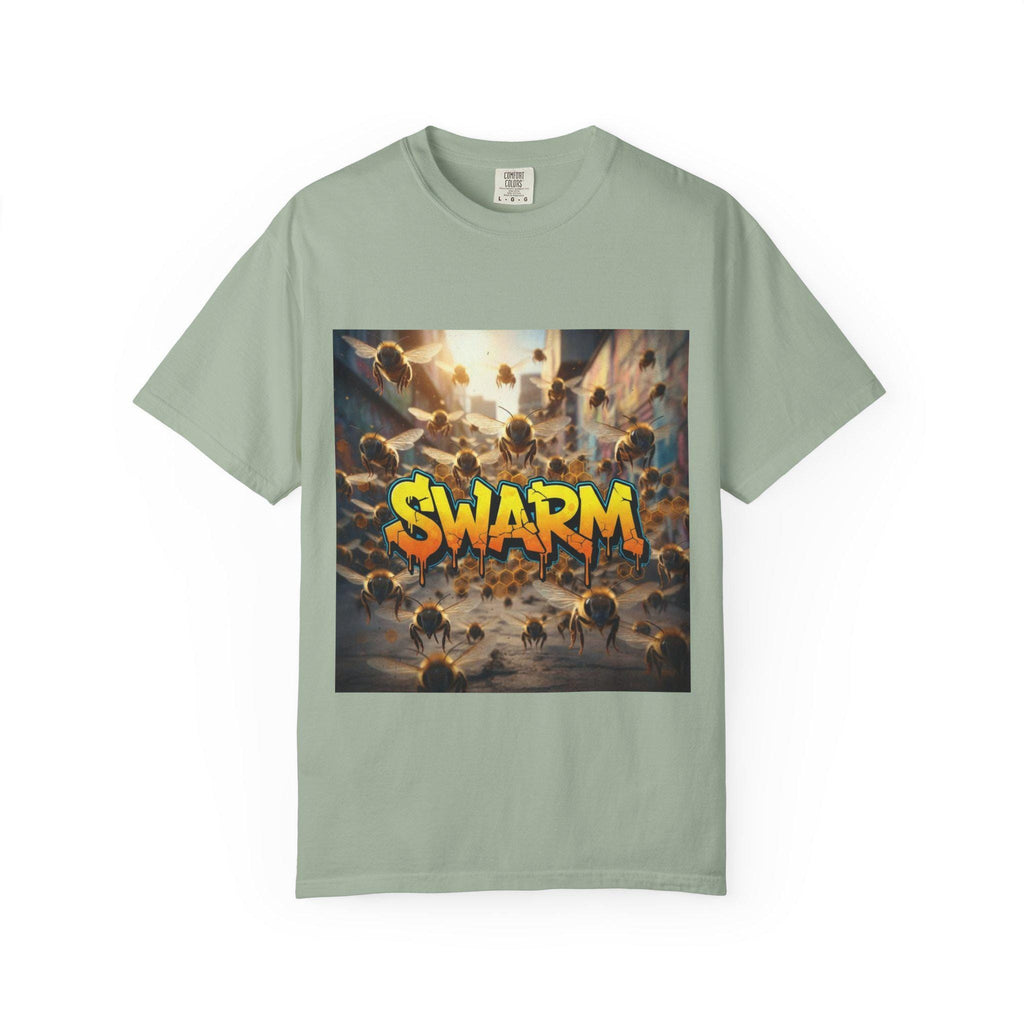 Swarm graphic T-shirt | swarm bees illustration, street art text